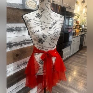 Dark Orange Sheer Layered cover up Skirt